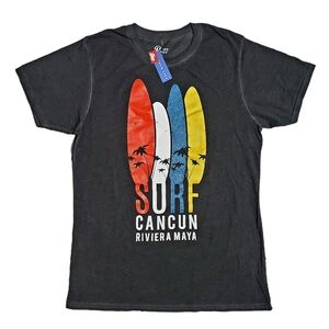 Pier 27 Mens Surf Cancun Riviera Maya Tshirt with Drink Recipe Grey Medium NWT